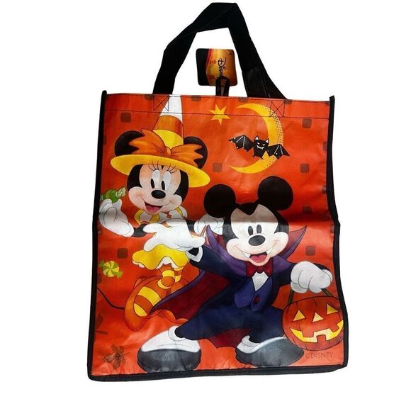 Disney Halloween Tote Bag Orange Black 15" x 13 1/2" - Picture 1 of 5